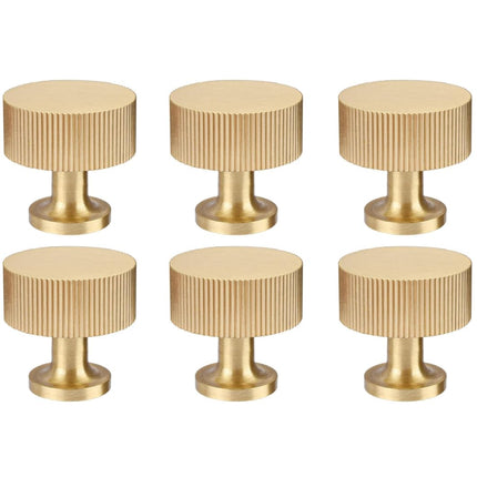 RZDEAL 6pcs Solid Brass Cabinet Knobs Pulls Cabinet Drawer Dresser Gold Knobs Modern Handles (1"x1"/25mmx25mm),Brushed Brass Finish