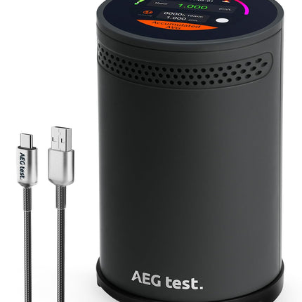 AEGTEST HOUND-3699 Radon Detector, 10-Minute Measurement Updates, Audible & Visual Alarm, Touchscreen Color Display, Long-Term Radon Concentration Monitoring for Home, pCi/L - Black