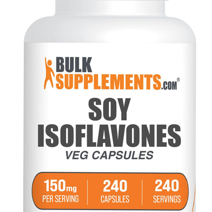 BulkSupplements.com Soy Isoflavones Capsules - Soy Isoflavones Supplement - Vegan & Gluten Free, 1 Capsule per Serving (150mg), 240 Count (Pack of 1)