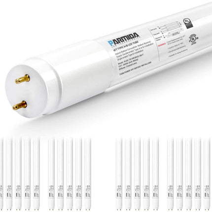 PARMIDA 20-Pack 4FT LED T8 Hybrid Type A+B Light Tube, 18W, Plug & Play or Ballast Bypass, Single-Ended OR Double-Ended Connection, 2200lm, Frosted Cover, T8 T10 T12, UL - 5000K