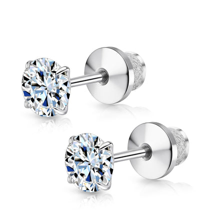 Limerencia Moissanite Stud Earrings, F136 Titanium Screw Back Earrings