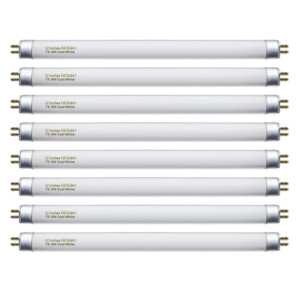 Konideke 8 Pack F8T5/CW Fluorescent Bulbs, T5 12 inch 8 Watts Under Cabinet Light Bulb Cool White, G5 Mini Bi 420 Lumen