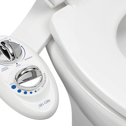 LUXE Bidet NEO 185 - Dual Nozzle, Self-Cleaning, Non-Electric Bidet Attachment for Toilet Seat, Adjustable Water Pressure, Rear & Feminine Wash (White)