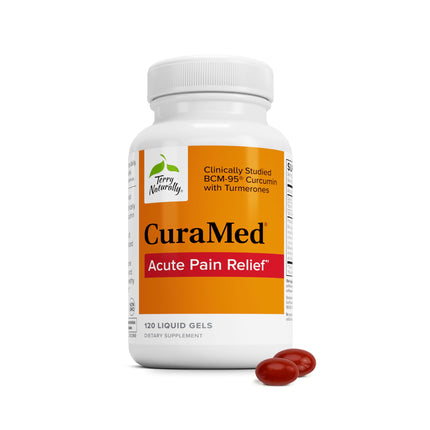 Terry Naturally CuraMed Acute Pain Relief - Supplement with BCM-95 Curcumin & BOS-10 Boswellia - Black Sesame Seed Oil to Support Relief of Occasional Discomfort - 120 Liquid Gels