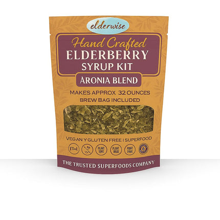 Elderwise Elderberry Aronia Berry Syrup Kit - Elderberries, Aronia Berries, Rosehips, Ginger, Echinacea, Cinnamon, and Cloves, Makes 32oz of Syrup, Brewing Bag Included