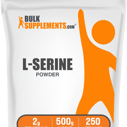 BulkSupplements.com L-Serine Powder - Serine Supplement, Amino Acid Powder - Unflavored & Gluten Free, 2g per Serving, 500g (1.1 lbs) (Pack of 1)
