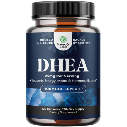 DHEA Supplement for Women & Men - DHEA 25mg per Serving for Hormone Balance, Mood Stability, Brain Function, Immune System & Energy - Dehydroepiandrosterone Capsules for Adults - 120 Count