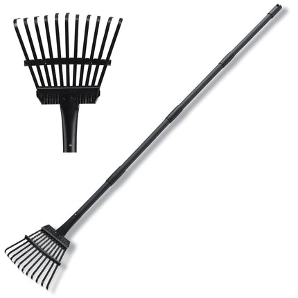 Small Rakes for Garden Beds,11 Tines Heavy Duty Metal Yard Hand Rake with 63in Adjustable Handle,Ideal Gardening Rakes for Gathering Leaves,Shrub,Dog Poop,Garden Flower Beds