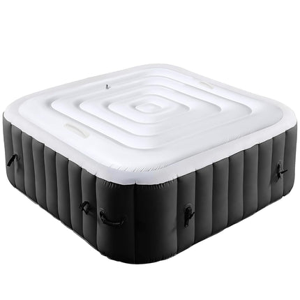 Tlswshsy 4.2Ft Inflatable Hot Tub Cover- Energy Saving Lid for Square Hot Tub- Foldable Protective Rain Overflow Cover for Inflatable Outdoor Hot Tubs