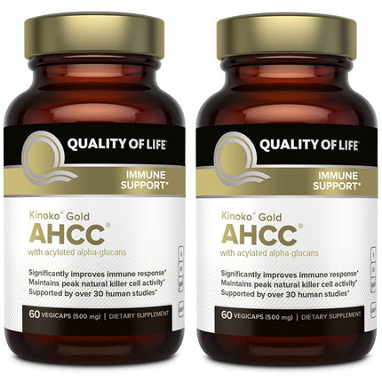 Quality of Life Premium Kinoko Gold AHCC Supplement - Pack of 2