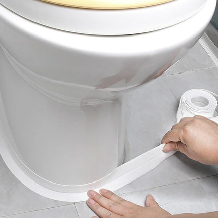 White Caulk Tape Waterproof Self Adhesive, Toilet & Bathtub Sealant Strip, Peel & Stick Caulking Tape for Floor Tile Corner Trim & Shower, Bathroom Accessories, Better Than Silicone Caulk