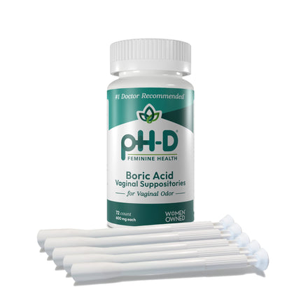 pH-D Feminine Health Support - Boric Acid Starter Bundle - pH-D Boric Acid Vaginal Suppositories 72 Count and 5 Vaginal Suppository Applicators
