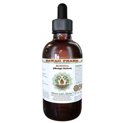 Hawaii Pharm Moringa Alcohol-Free Liquid Extract, Moringa (Moringa Oleifera) Leaf Glycerite Natural Herbal Supplement, USA 2 oz