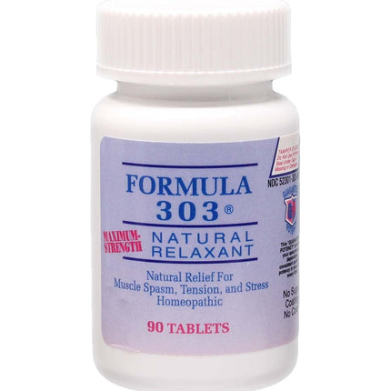 Dee CEE Labs Formula 303 Maximum Strength Tablets, 90 Tablets; All-Natural containing Magnesium for Sore Muscles, Passion Flower, and Valerian Root