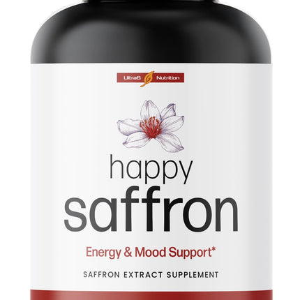 Ultra6 Nutrition Happy Saffron Supplements - 100% Pure Saffron Extract Supplement for Eye Health Support - Mood Enhancer for Women & Men (90 Servings)