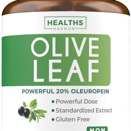 Super Strength Olive Leaf Extract Capsules - Vegan Non-GMO 750mg Olive Extract with 20% Oleuropein Antioxidant Supplement for Immunity Skin and Heart Health Support - Made in The USA (4 Month Supply)