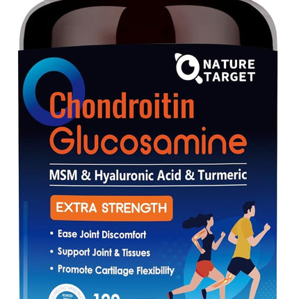 NATURE TARGET Glucosamine Chondroitin MSM, Joint Support Supplement, Shellfish Free, Turmeric Boswellia, Hyaluronic Acid, Collagen, Calium for Cartilage and Bone Health,120 Capsules, 40 Servings