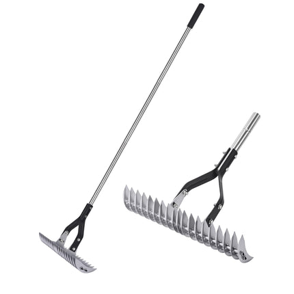 YEELOR Thatch Rake with 15‑inch Rake Head and Long Handle