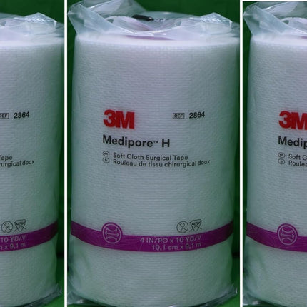 3M Medipore H Soft Cloth Surgical Tape - 4" wide by 10 yards (3 Rolls)