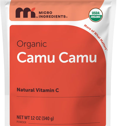 Micro Ingredients Organic Camu Camu Powder, 12 oz | Freshly Harvested Berry Source | Source of Naturally Occurring Vitamin C | Non-GMO, Vegan Friendly