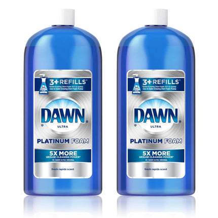Dawn Platinum Erasing Dishwashing Foam Refill, Fresh Rapids, 30.9 Fl Oz (Pack of 2)