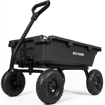 BILT HARD 900 lbs Poly Garden Dump Cart, 5 Cu.Ft Wheelbarrow Cart with 10" All Terrain Wheels & Quick-Release System, Heavy Duty Utility Wagon for Yard, Farm & Garden