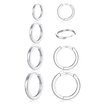 4 Pairs 925 Sterling Silver Small Huggie Hoop Earrings for Women Men