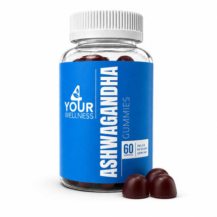4 Your Wellness Ashwagandha Gummies with KSM-66 & Lion’s Mane Mushroom - Adaptogen Supplement with Vitamin D, Lemon Balm & Ginger, Vegan Non-GMO Gluten Free, Kosher, 30 Day Supply, 60 Count, Pack of 1