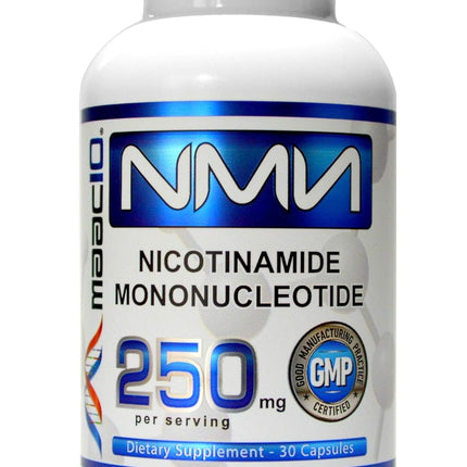 MAAC10 NMN Supplement 250mg Capsules - Genuine NMN Nicotinamide Mononucleotide NAD+ Supplement, Stabilized Form, Pairs Well with Trans-Resveratrol (30 x 250mg Capsules).