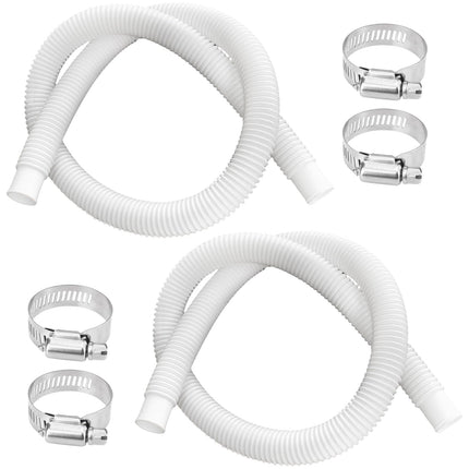 2 Pack 1-1/4 Inch x 3ft Foot Long White Above Ground Pool Flex Connection Hose with 2 Metal Clamps for Pump 330 GPH, 530 GPH, and 1,000 GPH Compatible with Intex Coleman Summer Waves Pool Skimmer