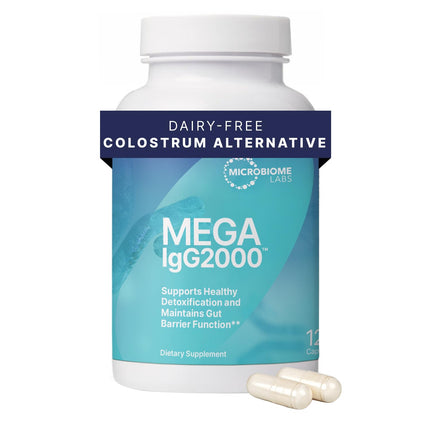 Microbiome Labs Mega IgG2000 Capsules - Dairy Free Bovine Colostrum Supplement Alternative - Immunoglobulin Supplement from Bovine Serum to Support Digestive Health (120 Capsules)