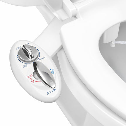 LUXE Bidet NEO 320 - Warm Water, Dual Nozzle, Self-Cleaning, Non-Electric Bidet Attachment for Toilet Seat, Adjustable Water Pressure, Rear & Feminine Wash (White)