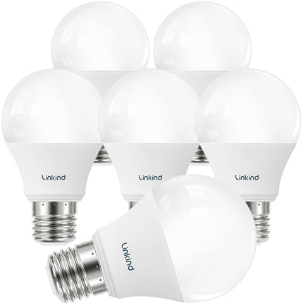 Linkind A19 LED Light Bulbs, 40 Watt Equivalent, 2700K Soft White 6 Packs