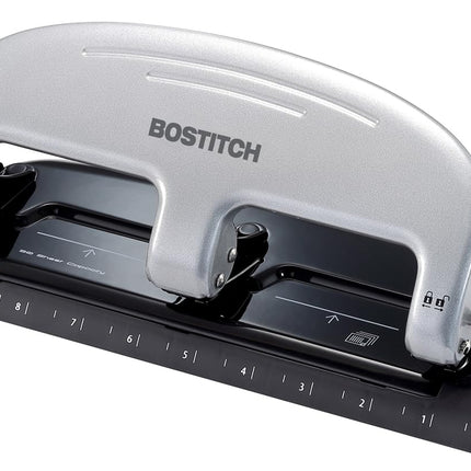 Bostitch Office EZ Squeeze 3-Hole Punch, 20 Sheet Capacity, Reduced Effort, No Jam Technology, Silver