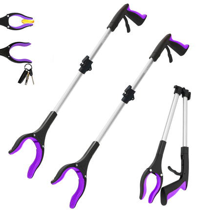 2 Pack 32 inch GrabRunner Heavy Duty(up to 10 lbs) Reacher Grabber Tool with Strong Magnetic (New Purple)