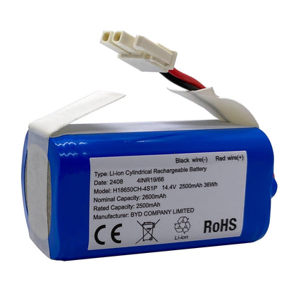 Replacement Battery for ILIFE A4s, A4s pro, A6, A7, A8, A9 Vacuum Cleaner, 2600mAh, 14.4v/14.8v; (OEM: BYD. Attention The Side Hook Connector); NOT fit for iLife V3, V3s, V3s Pro, V5, V5s, V5s Pro, V8
