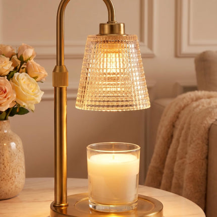 Gold Candle Warmer Lamp with Timer, Dimmable Candle Warmer for Jar Candles, Height Adjustable Wax Melts Warmer, Birthday Gifts for Women Mom, House Warming Gifts New Home Decor