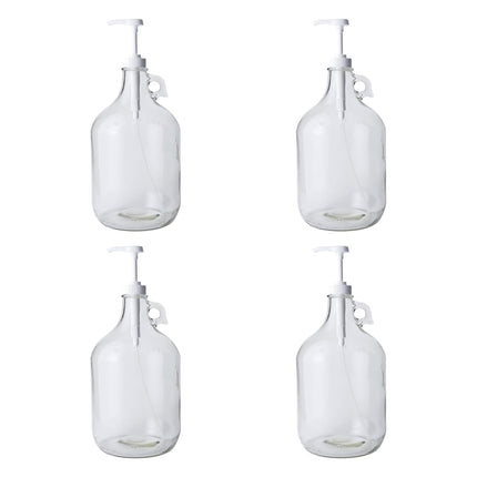 Glass Laundry Detergent Dispenser 4-Pack with Pumps | 1 Gallon Glass Jug