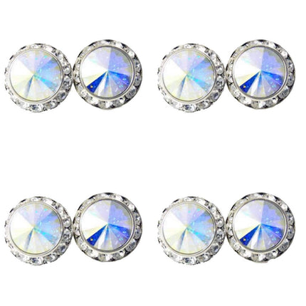 4 Pairs 15mm Rhinestone Round Shaped Acrylic Stone Inside Crystal Ear Studs For Dance Competitions Stage Performance Bridal Party Earrings Jewelry AB