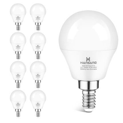 8 Pack E12 LED Ceiling Fan Light Bulbs 6W, 60W Equivalent 5000K Daylight