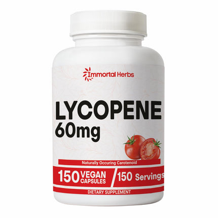 Immortal Herbs Lycopene Supplement for Men 60mg, 120 Capsules, Natural Tomato Extract Powder, 4 Month Supply, 100% Veg Lycopene Complex, Non-GMO and Gluten Free Carotenoid Supplement