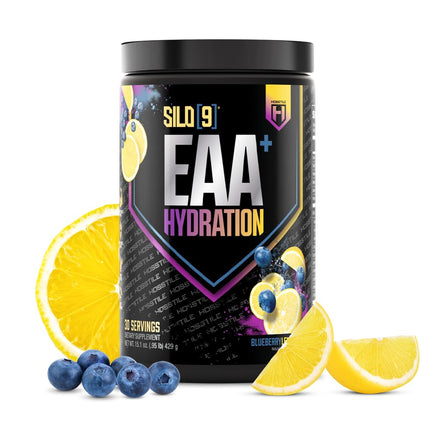 HOSSTILE SILO[9] EAA + Hydration Powder – Essential Amino Acids with Electrolytes, EAA BCAA Intra Workout Powder & Post Workout Recovery, Blueberry Lemonade, 30 Servings