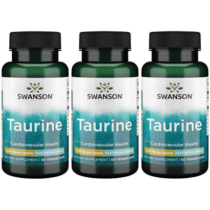 Swanson AjiPure Amino Acid Taurine 1000 Milligrams 60 Veg Capsules (3 Pack)