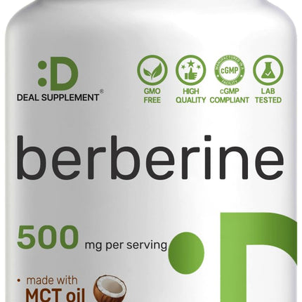 DEAL SUPPLEMENT Berberine 500 mg Per Serving, 240 Softgels | Berberine HCl Supplement for Women and Men | Made with MCT Oil | Non-GMO, Gluten Free