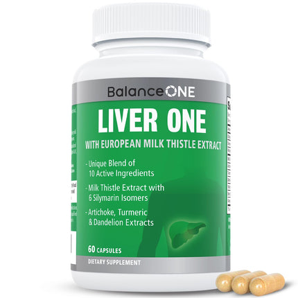 Balance ONE Liver Support Supplement with Milk Thistle, Molybdenum, Dandelion Root & Choline – Liver Health, Detox Pathway & Antioxidant Support – Vegan Capsules, 1 Month Supply – Liver One