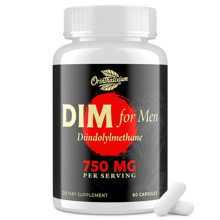 Orinthalixium DIM for Men 750MG – Hormone Balance, Estrogen Support for Men, DIM Supplement, Detox, Vitality & Fitness Performance–Chrysin & Black Pepper Extract, 60 Capsules (1 Bottle)