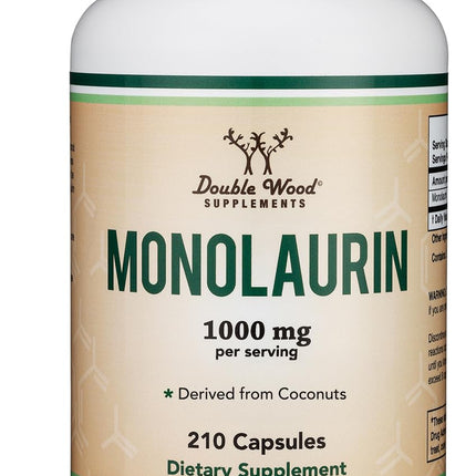 Monolaurin Immune Support Supplement 1,000mg per Serving, 210 Capsules (Vegan Safe, Non-GMO, Gluten Free) Immune Booster for Adults, Immune System Defense by Double Wood