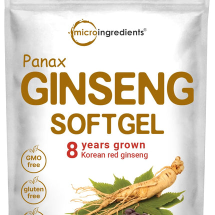 Micro Ingredients Red Panax Ginseng Supplement 300 Softgels | High Potency Korean Ginseng Root Extract| Supports Energy & Immune Health | Non-GMO*