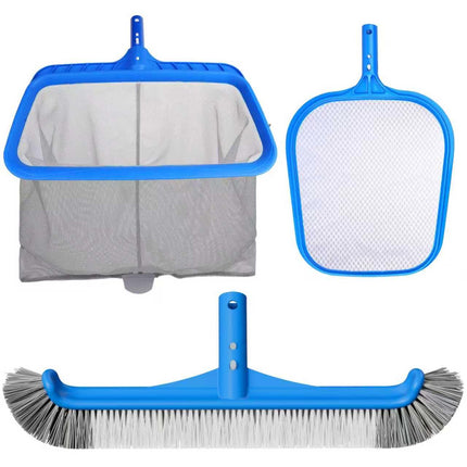 3-in-1 TidyMister Pool Cleaning Kit – 18'' Pool Net with Deep Bag & 18'' Pool Brush Head & 9'' Ultra Fine Mesh Skimmer Net, Cleaning Set for Above Ground Inground Pools, Spas, Hot Tubs