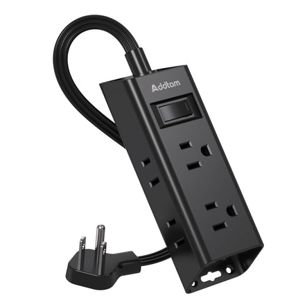 Cruise Ship Essentials, Flat Plug Power Strip, Addtam 1 ft Ultra Flat Extension Cord with 6 Outlets Extender, No Surge Protector for Cruise Ship, Travel, Dorm, Home Office, Black